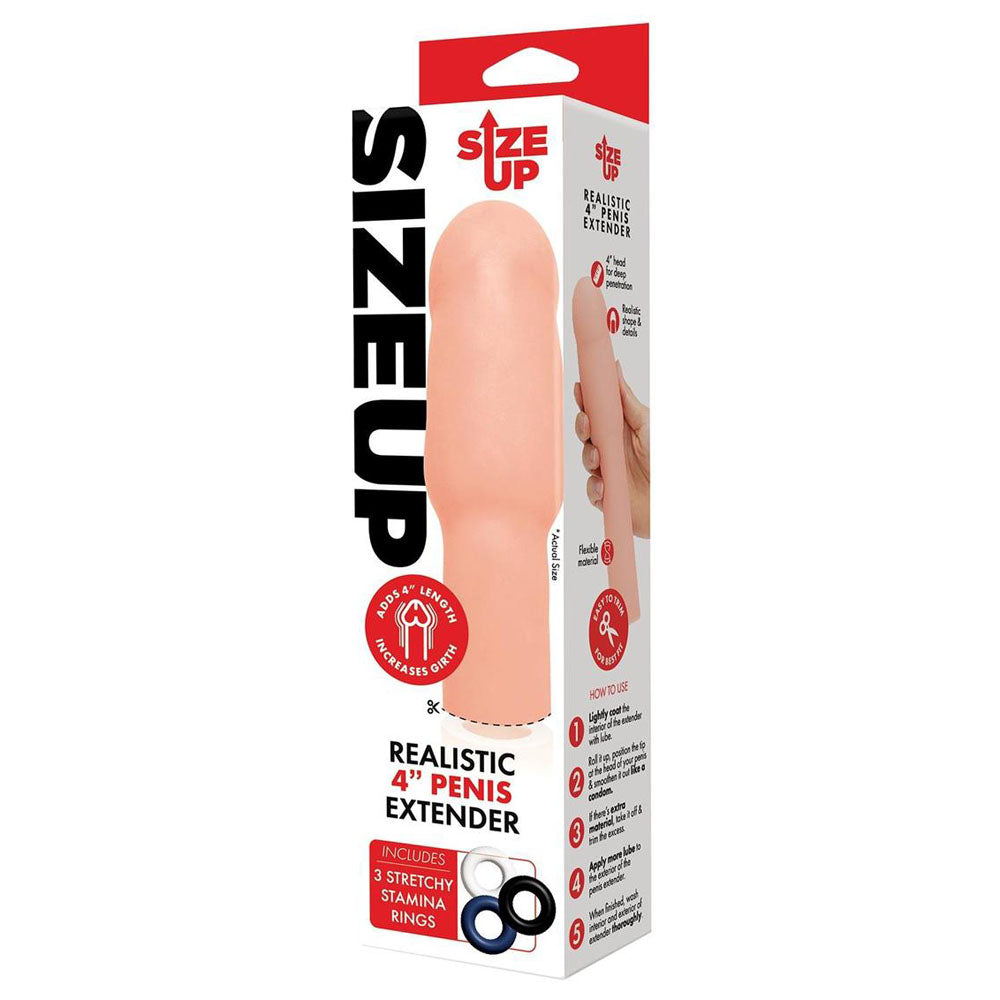 Size Up Realistic 4 Inch Penis Extender -  10.1 cm (4'') Penis Extension Sleeve