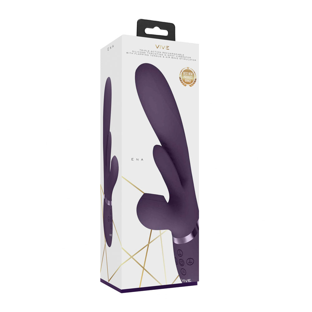VIVE Ena -  -  25 cm USB Rechargeable Thrusting Vibrator with Air Wave Stimulator