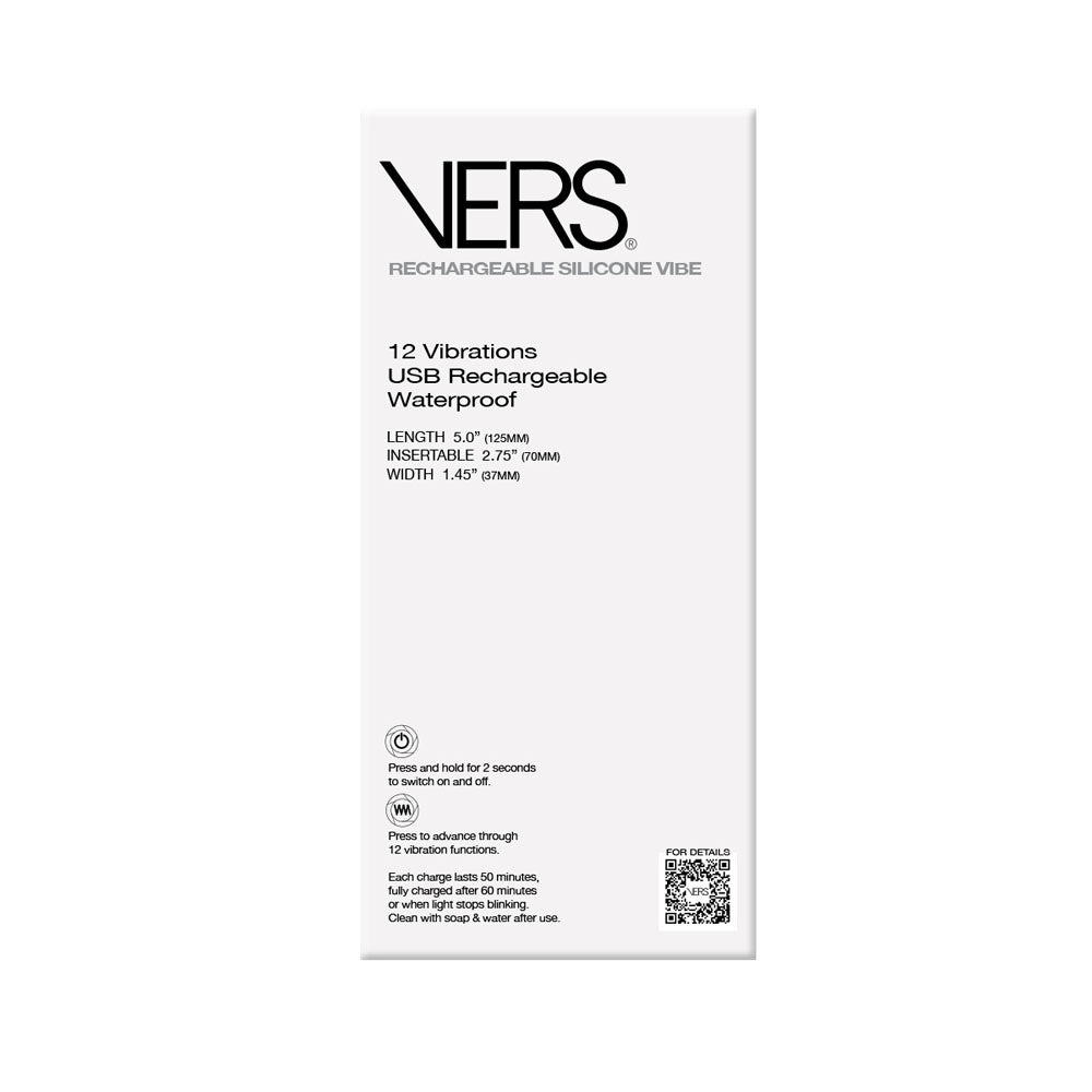 VERS Rechargeable Silicone Plug Vibe -  12.5 cm USB Rechargeable Vibrating Butt Plug