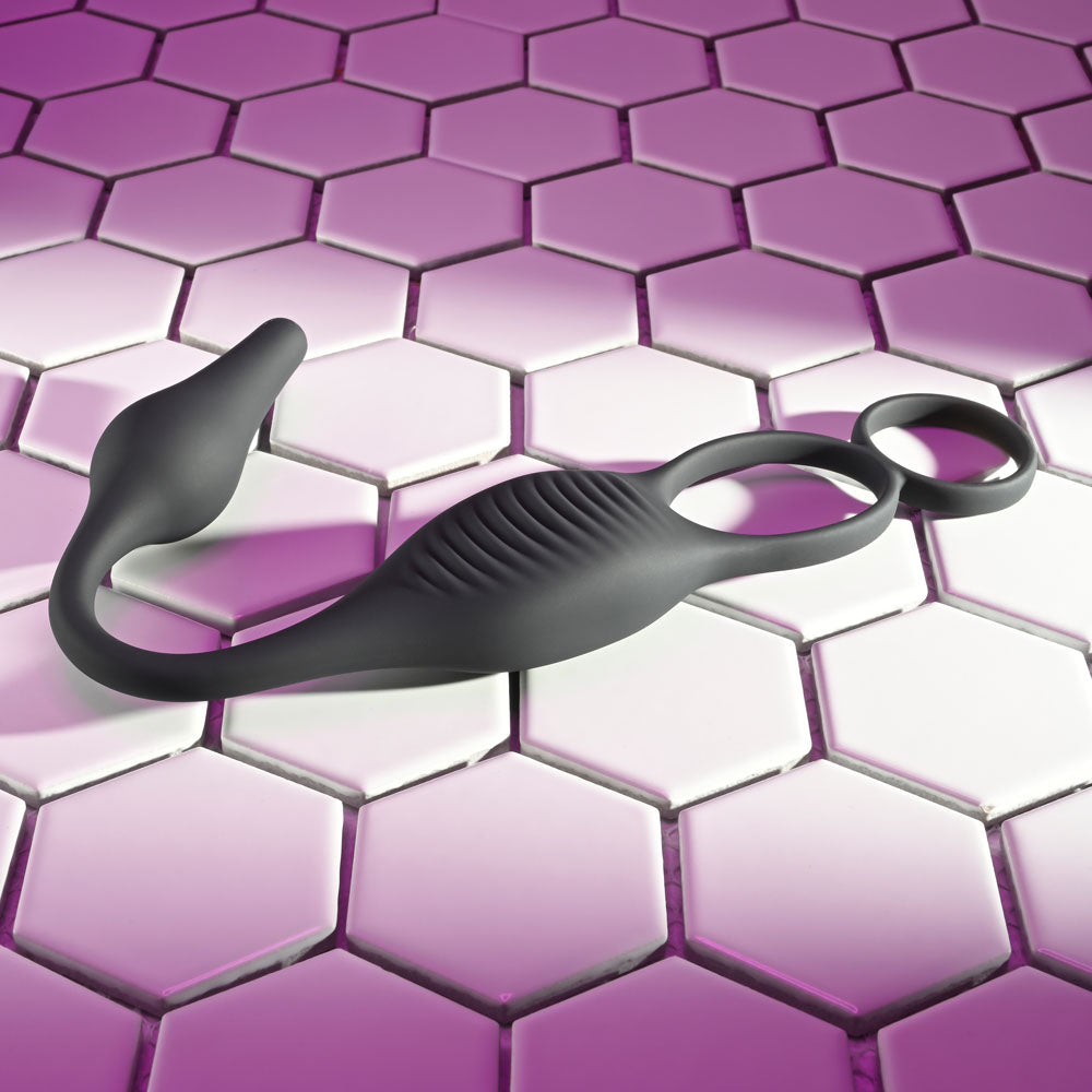 Zero Tolerance PLUG & TUG -  USB Rechargeable Vibrating Cock Ring with Anal Plug